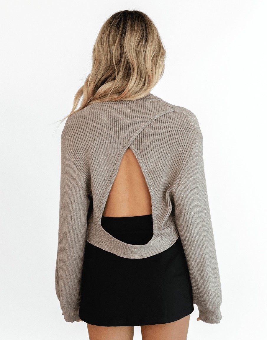 Clothing Thanne Knitwear | Out Of Control Knit Crop Top (Brown)