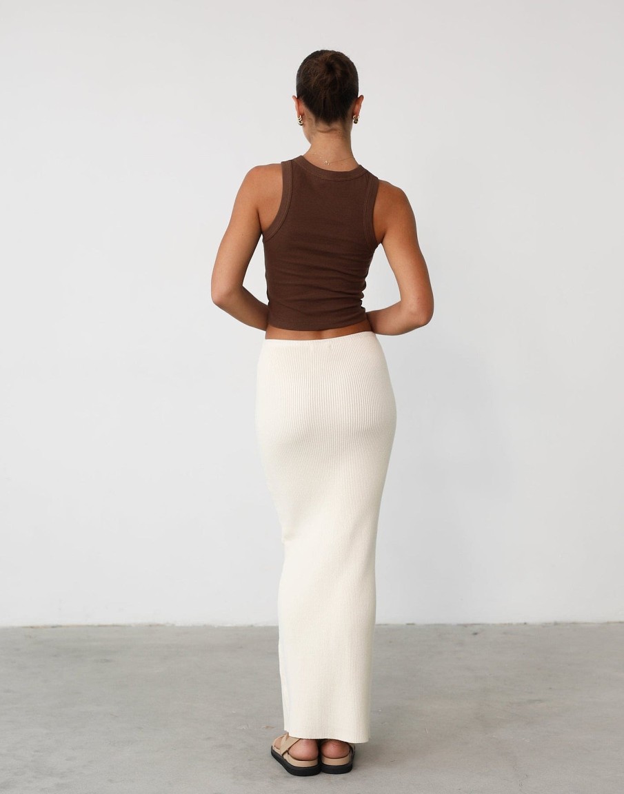 Clothing Charcoal Clothing Knitwear | Nate Knit Maxi Skirt (Cream)