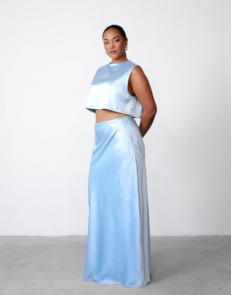 Clothing Charcoal Clothing Partywear | Sincerity Maxi Skirt (Ice Blue)