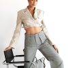 Clothing Lioness Blazers | Anja Crop Top (Camel) - By Lioness