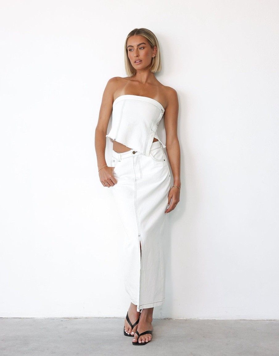 Clothing CHARCOAL Basics Edit | Shrina Maxi Skirt (White)