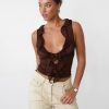 Clothing Lioness | Rose Ruffle Top (Chocolate) - By Lioness