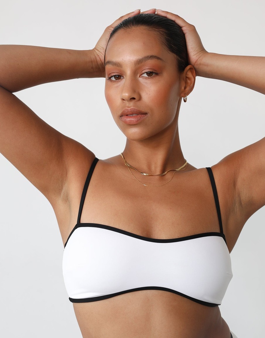 Clothing Charcoal Clothing Swim Tops | On Board Bikini Top (Black/White)