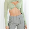 Clothing 8 Birdies Long Sleeve Tops | Jinx Long Sleeve Crop Top (Green)