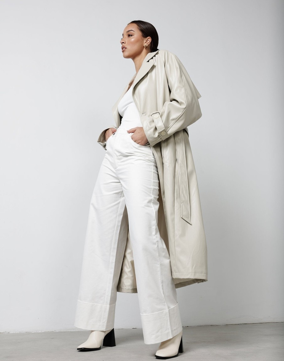 Clothing Qtrend Jackets + Coats | Wilana Trench Coat (Cream)