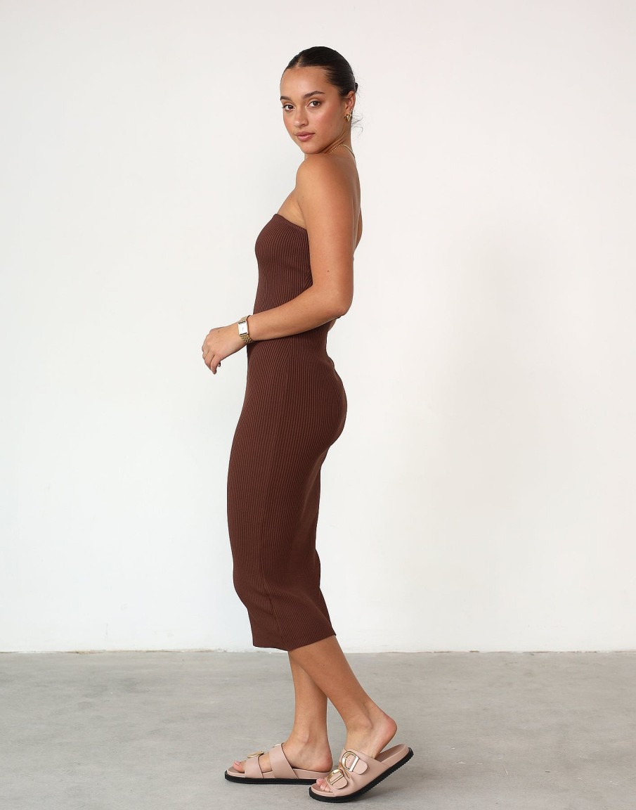 Clothing Style State Partywear | Marion Knit Midi Dress (Brown)