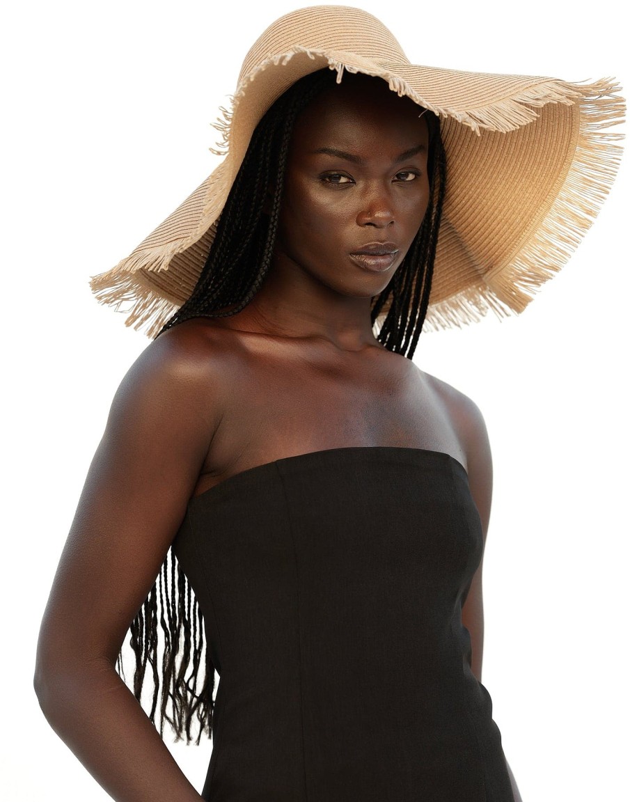 Accessories Charcoal Clothing Hats | Tamara Wide Brim Straw Hat (Caramel)