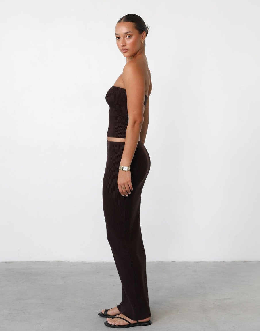 Clothing Charcoal Clothing Knitwear | Nate Knit Maxi Skirt (Chocolate)