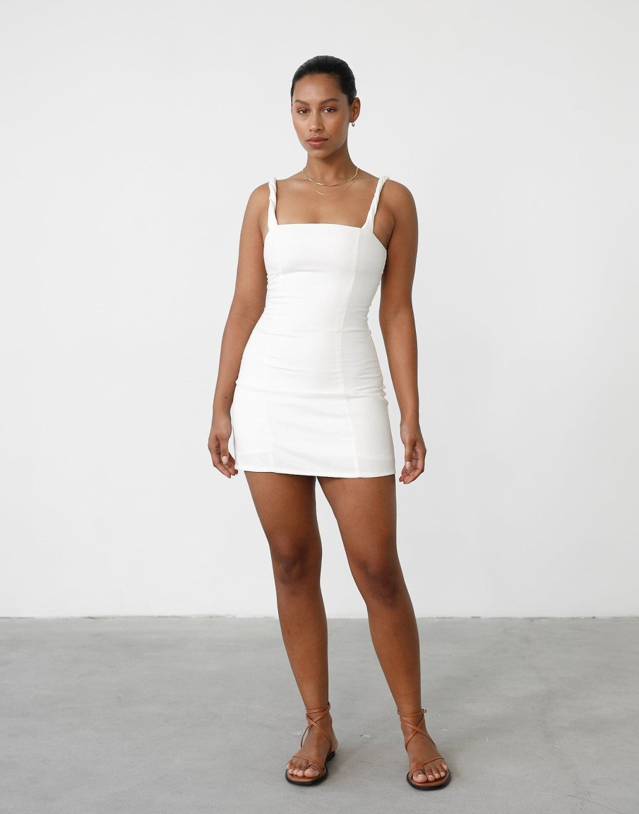 Clothing Charcoal Clothing Partywear | Bacalar Mini Dress (White)