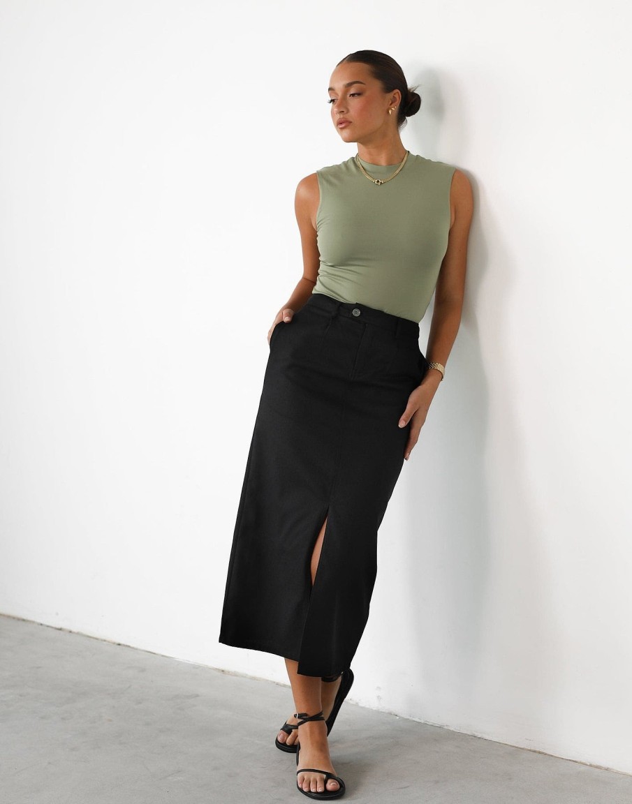 Clothing Luvalot Basics Edit | Leiya Midi Skirt (Black)