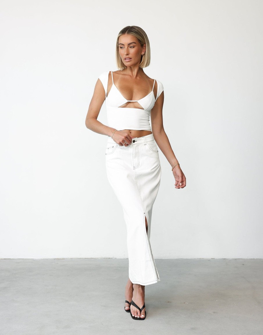 Clothing Charcoal Clothing Partywear | Romy Crop Top (White)