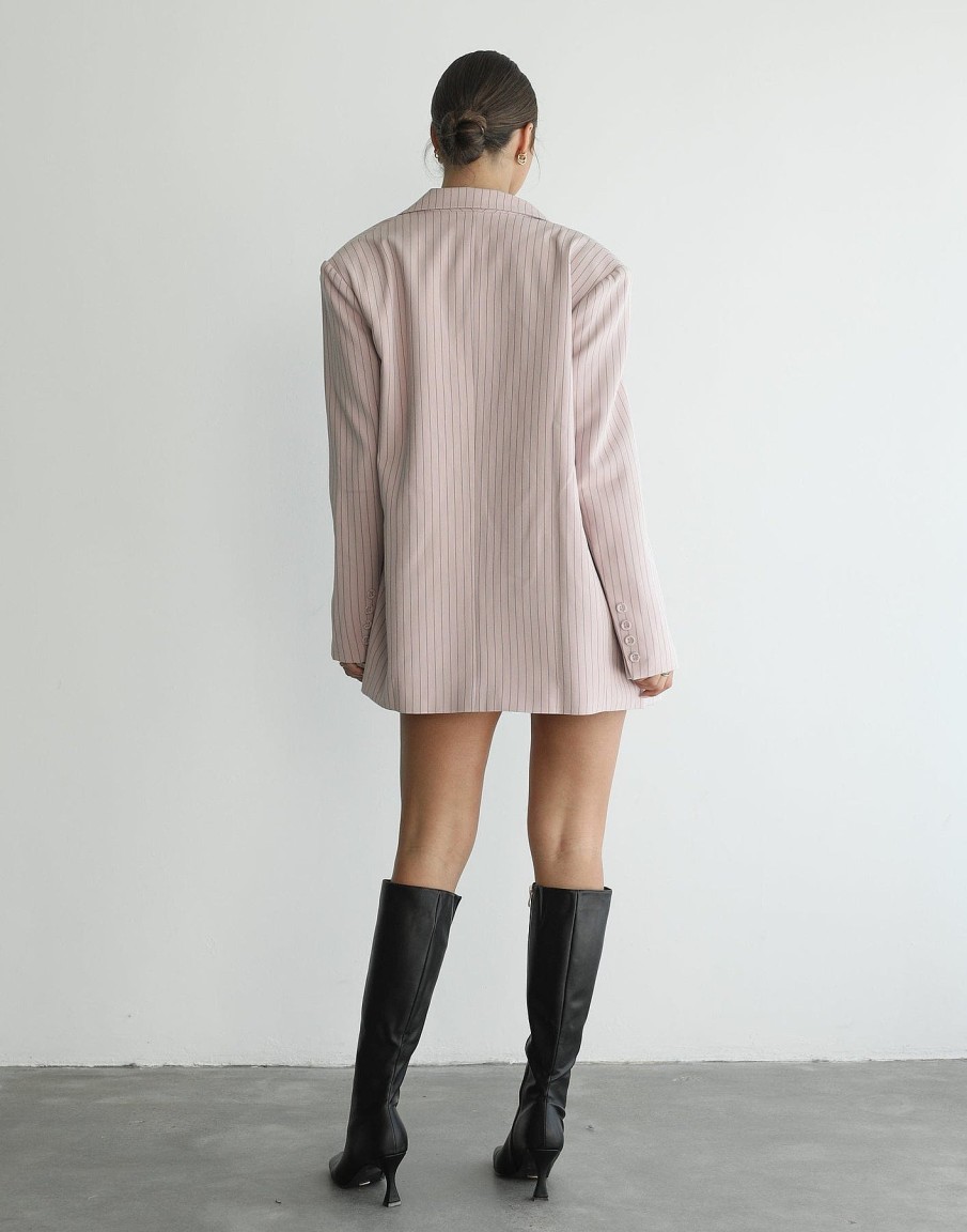 Clothing Lioness Blazers | Nyc Blazer (Pink Pinstripe) - By Lioness