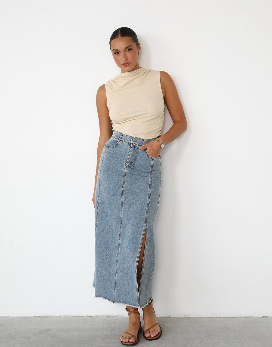 Clothing Pink Diamond Denim Edit | Trish Denim Maxi Skirt (Blue Denim)