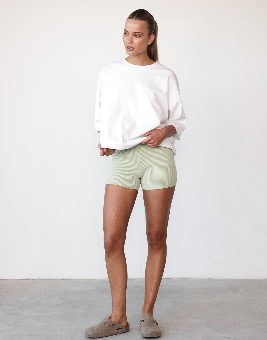 Clothing Charcoal Clothing Knitwear | Self Control Knit Shorts (Sage)