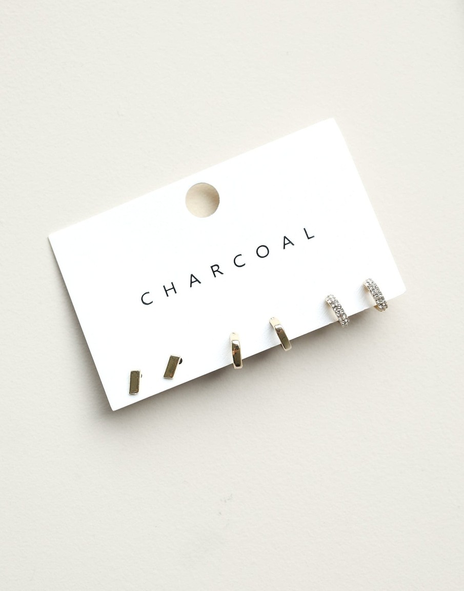 Accessories CHARCOAL Earrings | Sonja Earring Pack (Gold)