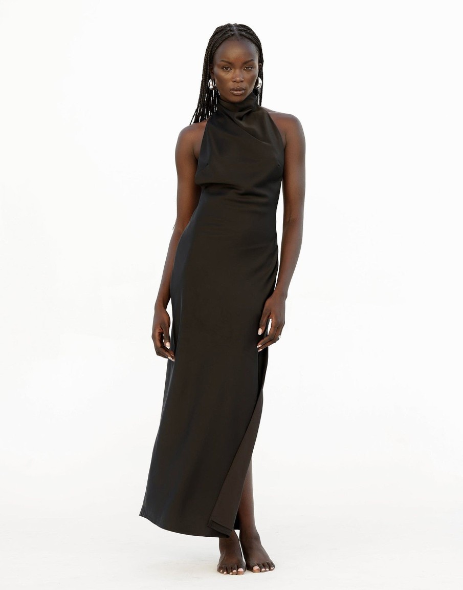 Clothing Charcoal Clothing Partywear | Clara Maxi Dress (Black)