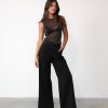 Clothing Charcoal Clothing Partywear | Mischa Mesh Tank (Black)