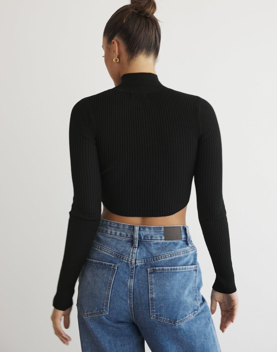 Clothing Alive Girl Knitwear | Kealey Long Sleeve Knit Top (Black)