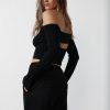 Clothing Charcoal Clothing Basics Edit | Cammy Long Sleeve Top (Black)