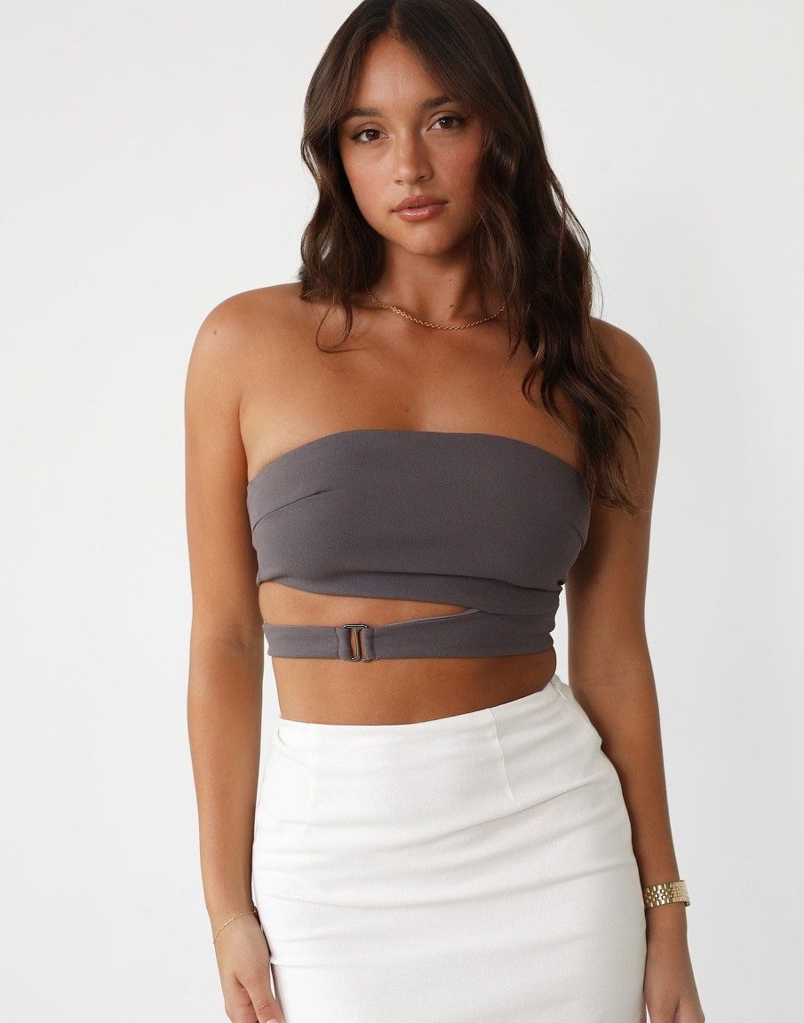 Clothing Q-Trend Crop Tops | Kristin Top (Slate)