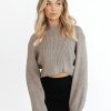 Clothing Thanne Knitwear | Out Of Control Knit Crop Top (Brown)