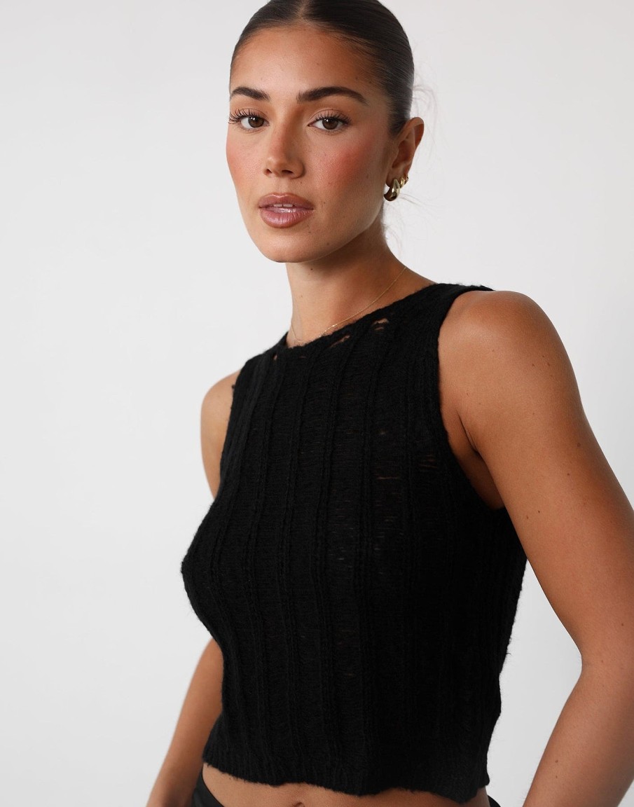 Clothing Q-Trend Knitwear | Azura Top (Black)