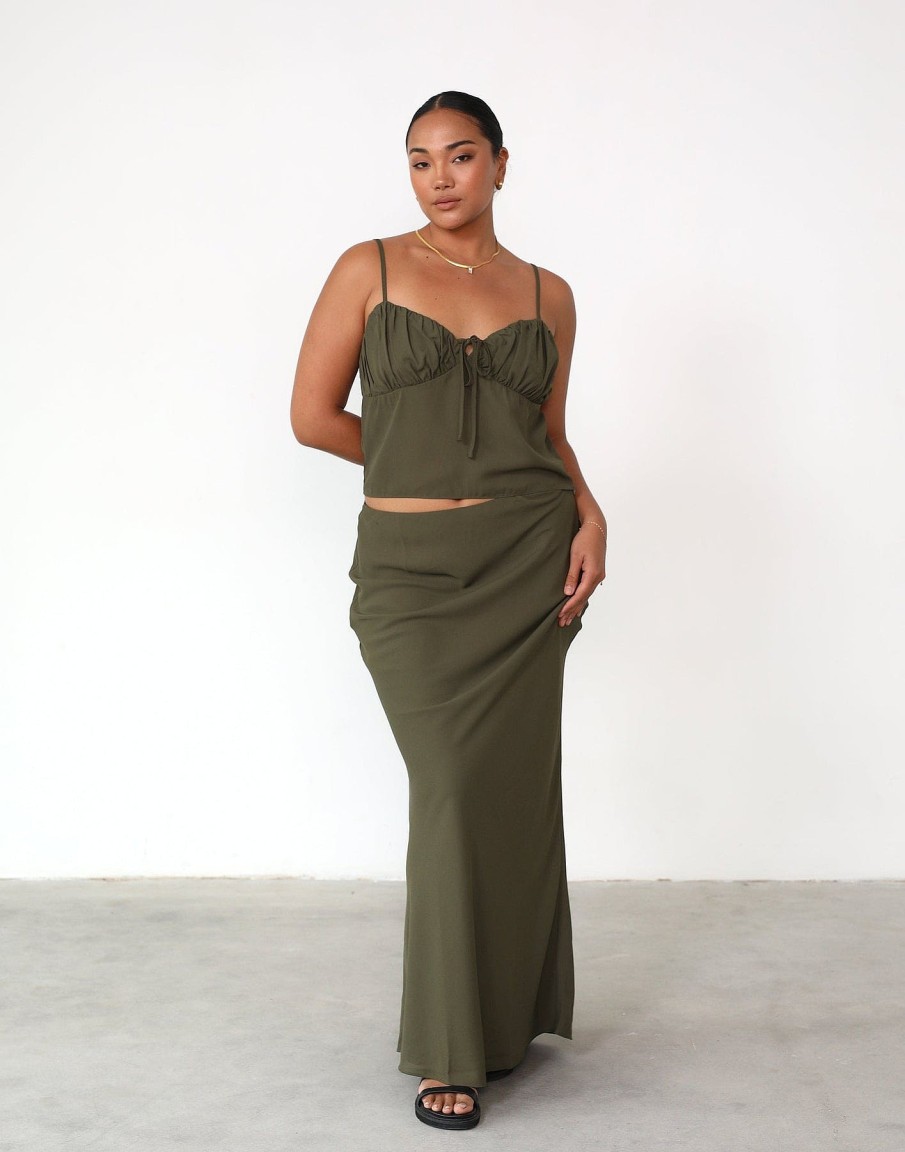 Clothing Charcoal Clothing Skirts | Isla Maxi Skirt (Burnt Olive)