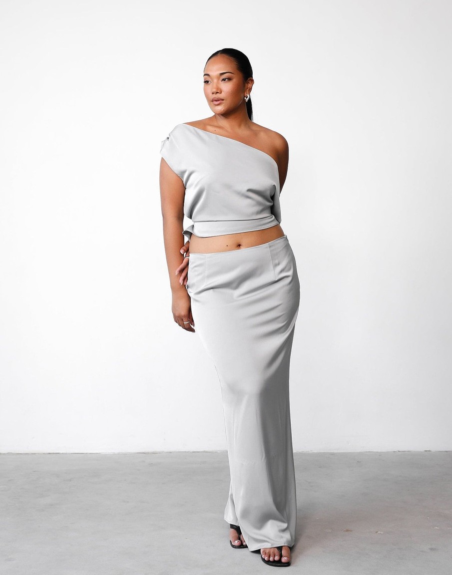 Clothing Charcoal Clothing Partywear | Viviana Top (Silver)