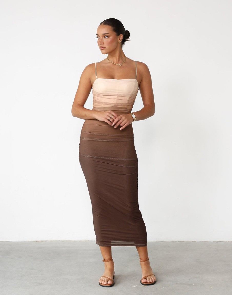 Clothing Alive Girl Partywear | Beatrice Maxi Dress (Brown Ombre)