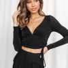 Clothing Aiyana Long Sleeve Tops | Chrystal Top (Black)