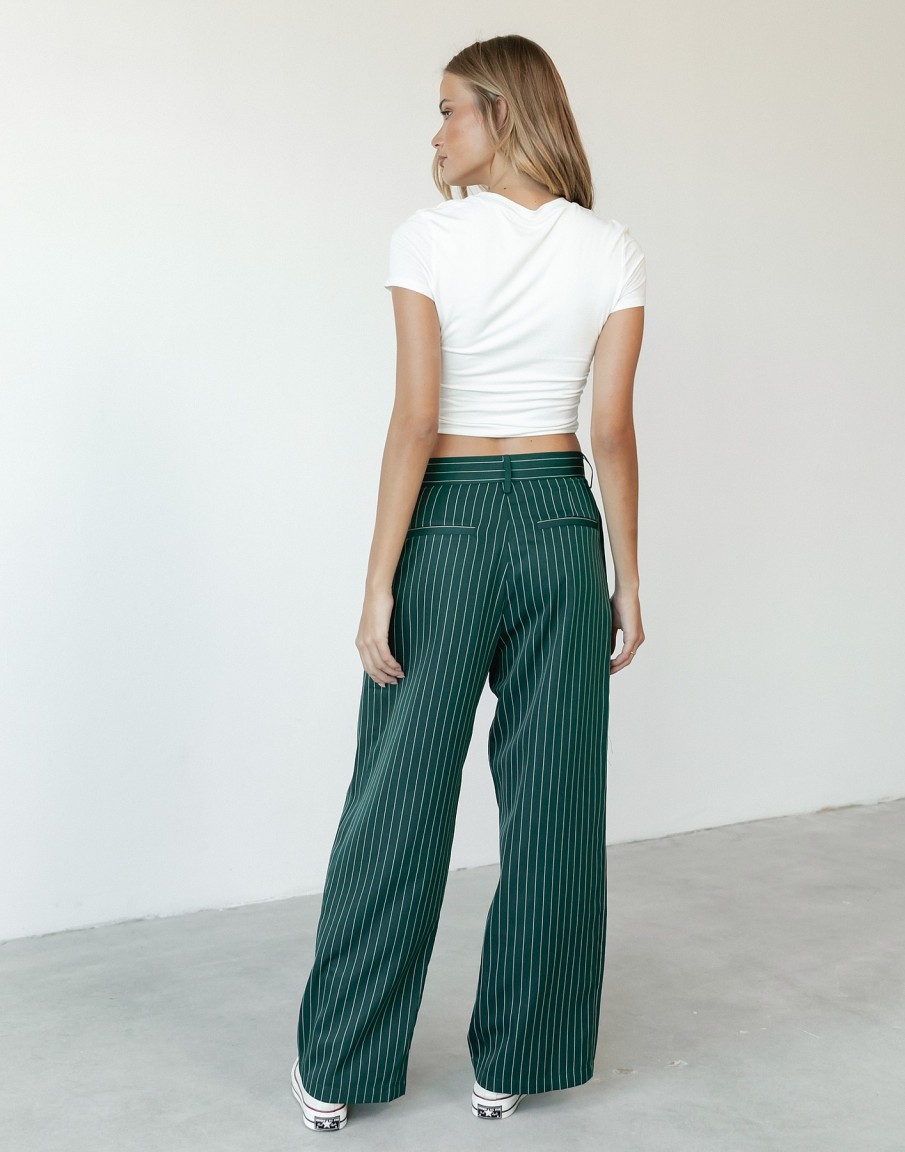 Clothing Lioness Workwear | Nyc Pant (Green Pinstripe) -By Lioness