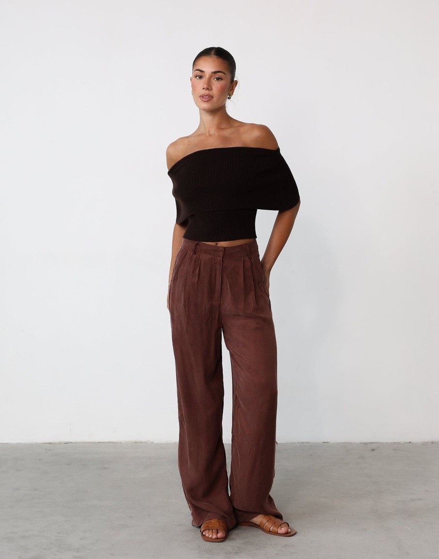 Clothing CHARCOAL CLOTHING Knitwear | Ambiguity Top (Chocolate)