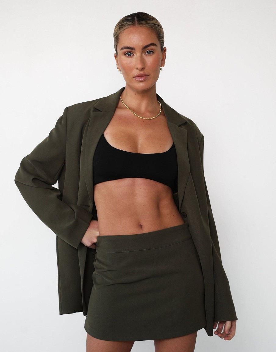 Clothing Charcoal Clothing Basics Edit | Ashwood Mini Skirt (Burnt Olive)