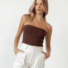 Clothing White Closet Crop Tops | Lytton Strapless Crop Top (Brown)