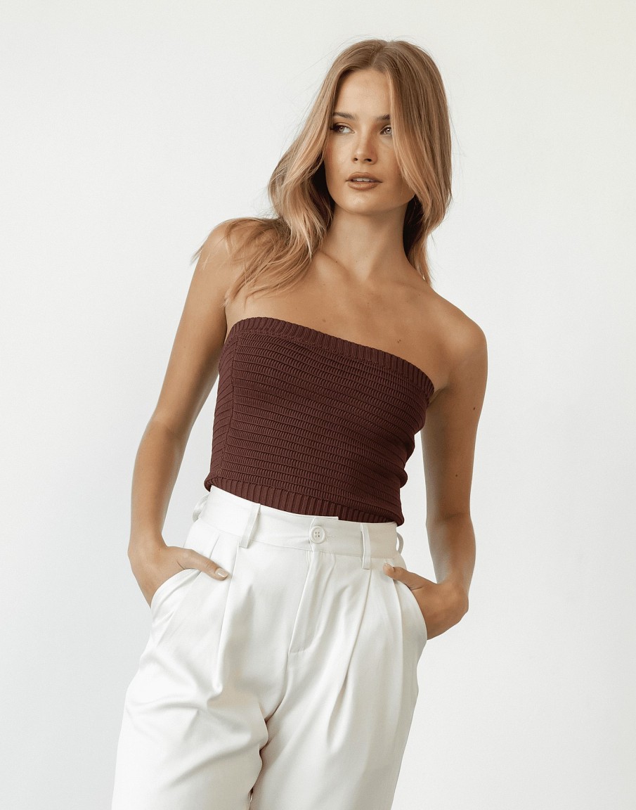 Clothing White Closet Crop Tops | Lytton Strapless Crop Top (Brown)