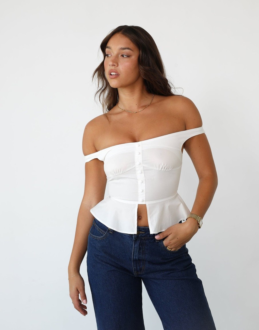 Clothing Lioness Crop Tops | Femme Fatale Top (Porcelain) - By Lioness