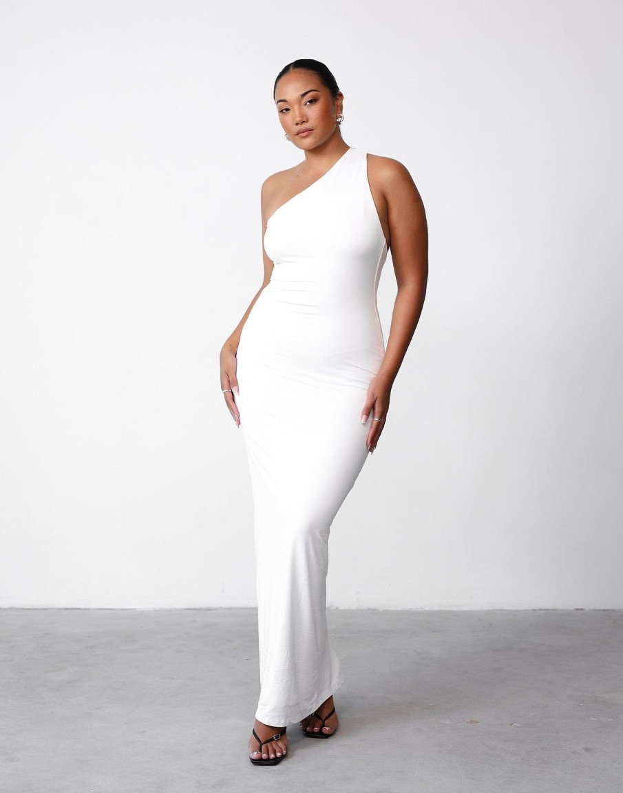 Clothing Charcoal Clothing Partywear | Keira Maxi Dress (White)