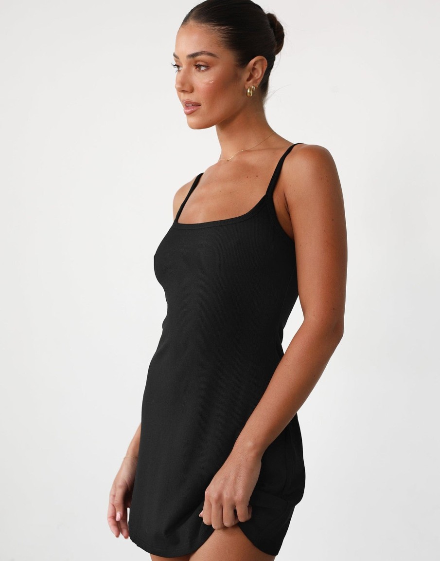 Clothing Charcoal Clothing Basics Edit | Helia Mini Dress (Black)