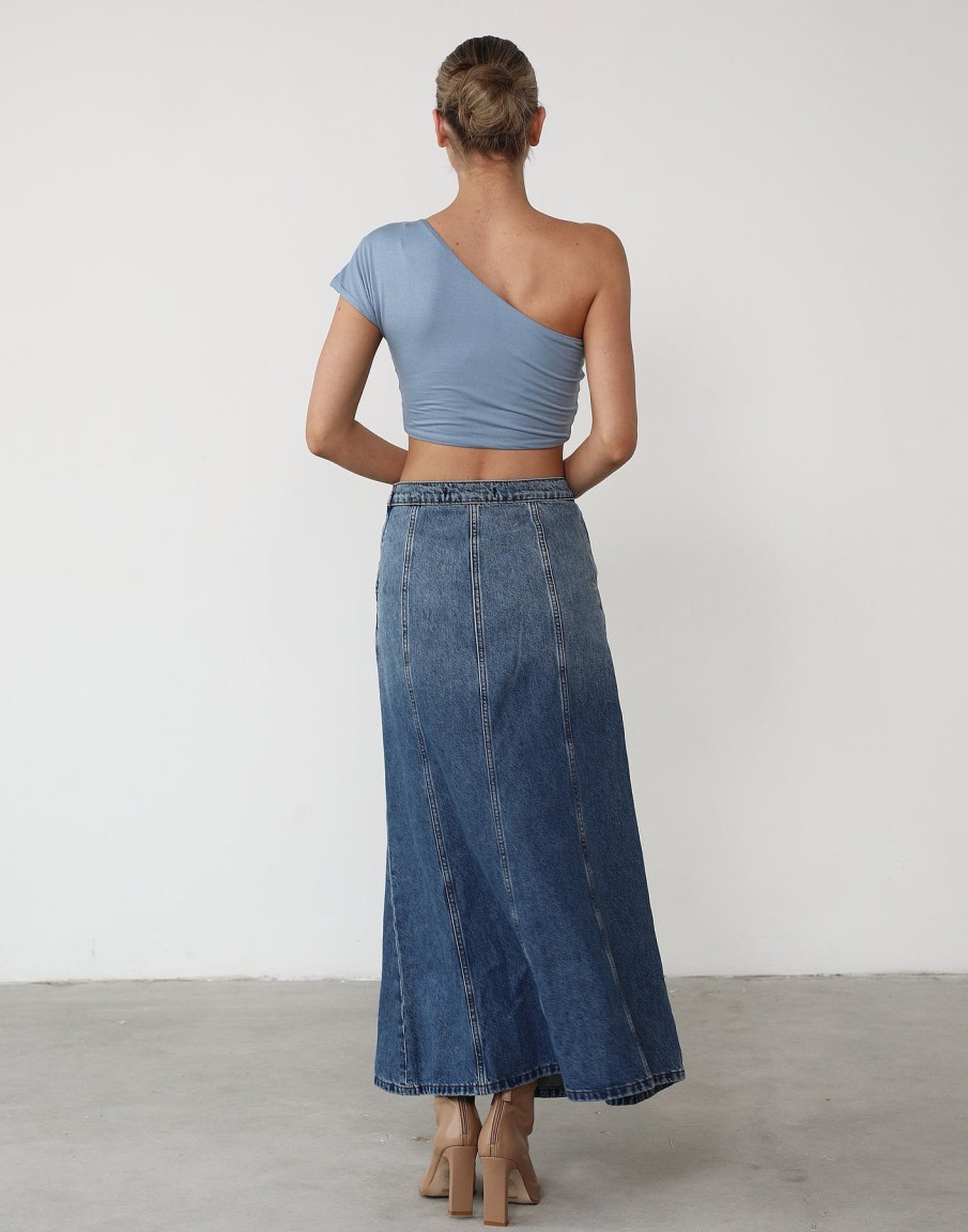 Clothing Charcoal Clothing Basics Edit | Mira Crop Top (Steel Blue)