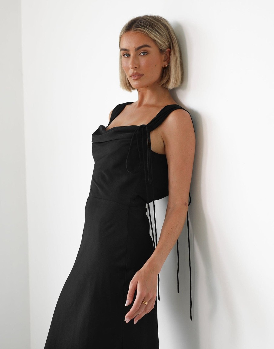 Clothing Charcoal Clothing Partywear | Pichola Maxi Dress (Black)