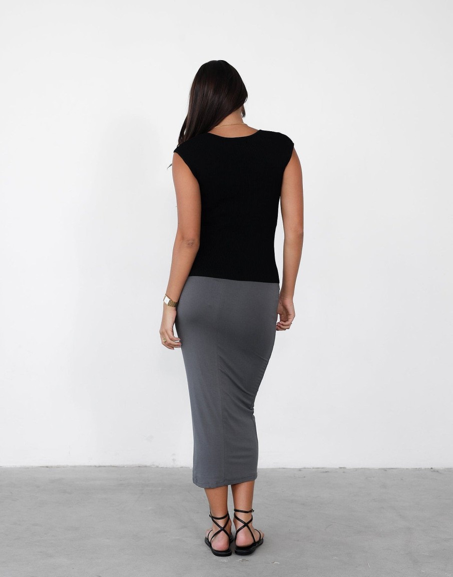 Clothing Qtrend Skirts | Clerisse Midi Skirt (Charcoal)