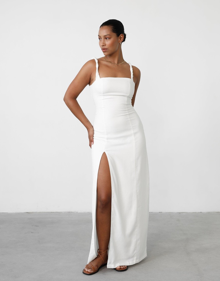 Clothing Charcoal Clothing Partywear | Bacalar Maxi Dress (White)