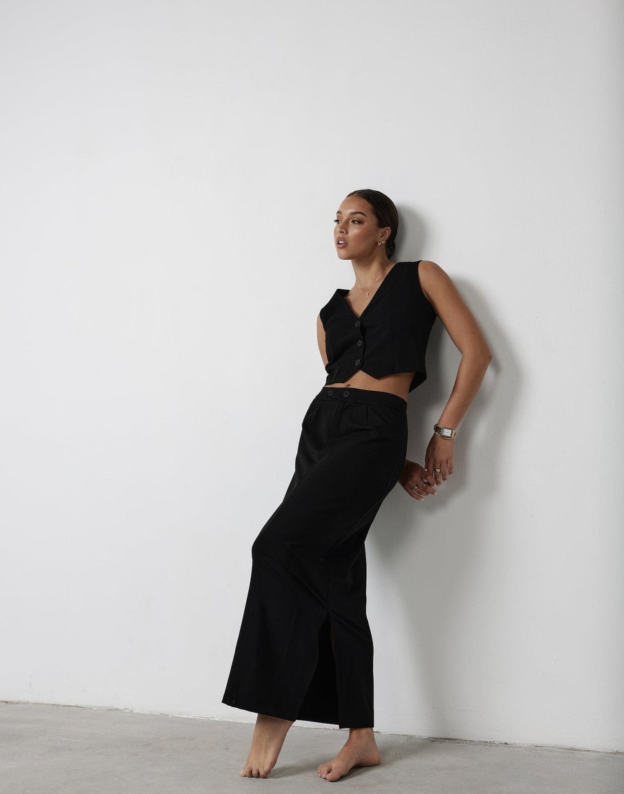 Clothing Charcoal Clothing Workwear | Astylar Maxi Skirt (Black)