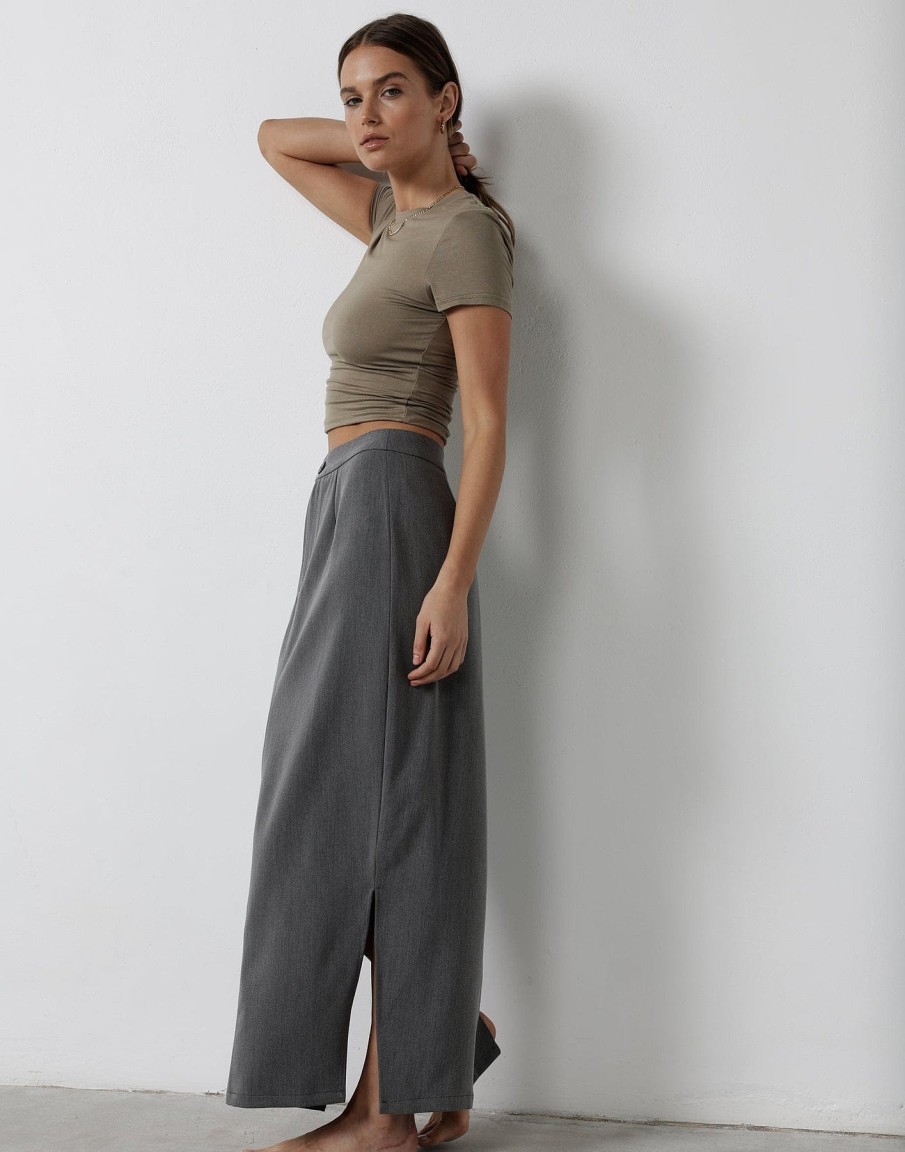 Clothing Charcoal Clothing Workwear | Astylar Maxi Skirt (Grey)