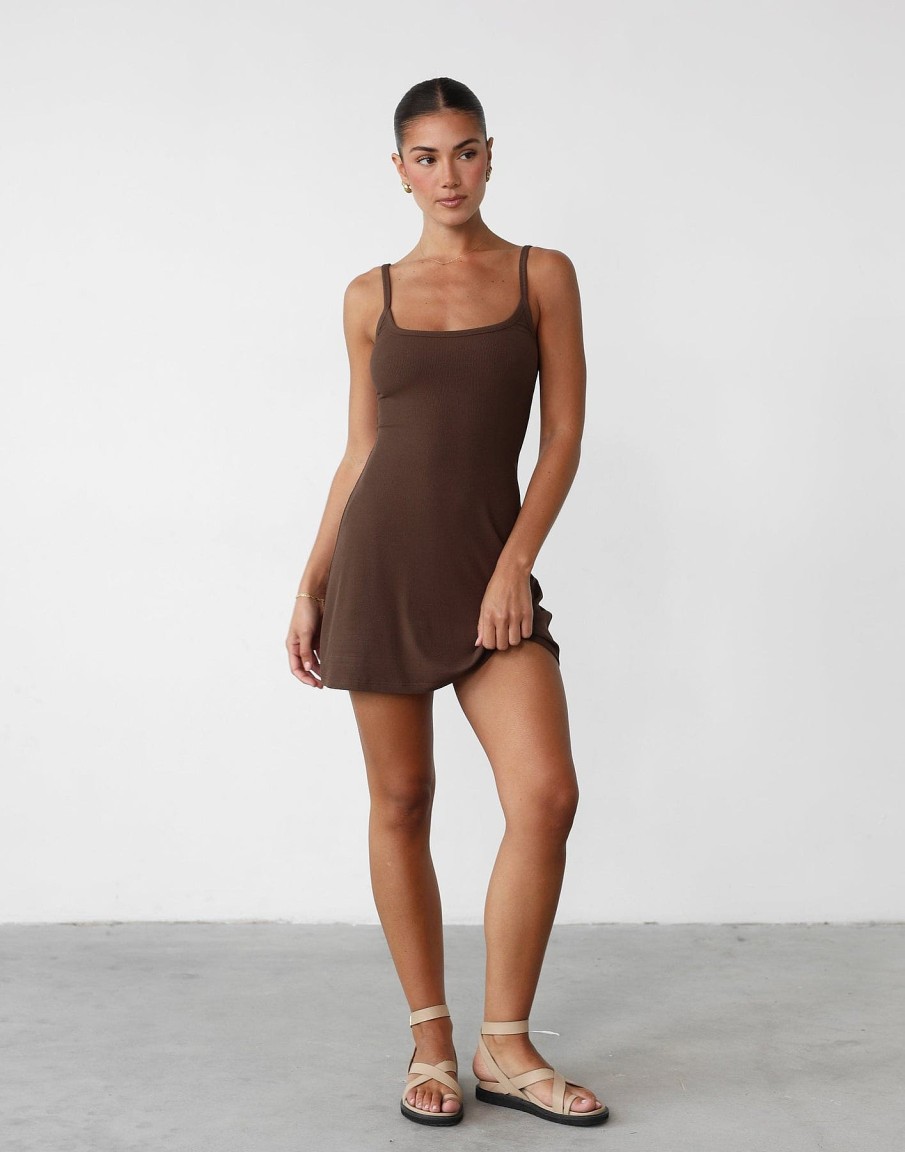 Clothing CHARCOAL CLOTHING Basics Edit | Helia Mini Dress (Oak)