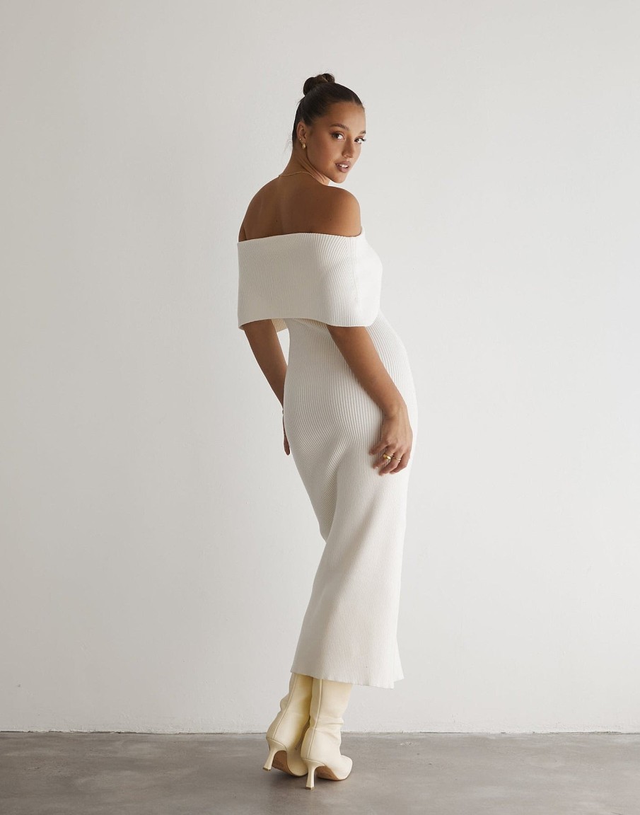 Clothing Charcoal Clothing Knitwear | Ambiguity Maxi Dress (Cream)