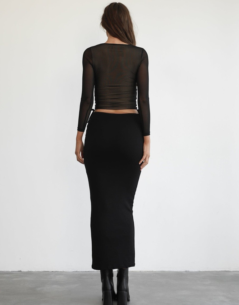 Clothing Luvalot Partywear | Tracy Long Sleeve Top (Black)