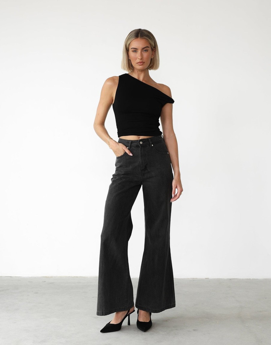 Clothing Charcoal Clothing Basics Edit | Ethan Wide Leg Jeans (Dark Grey)