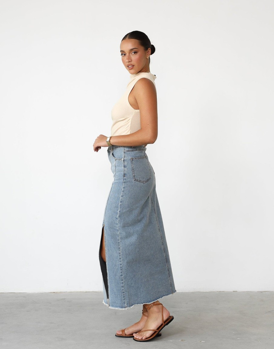 Clothing Pink Diamond Denim Edit | Trish Denim Maxi Skirt (Blue Denim)