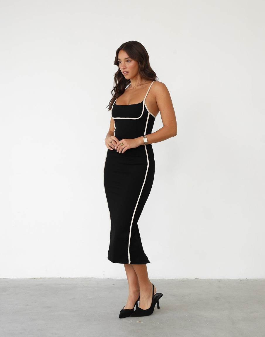 Clothing Pink Diamond Partywear | Kelli Midi Dress (Black)